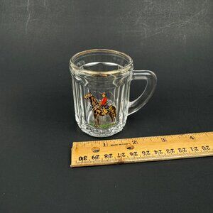 Vintage Shot Glass Clear w Handle Royal Canadian Mounted Police Officer Horse